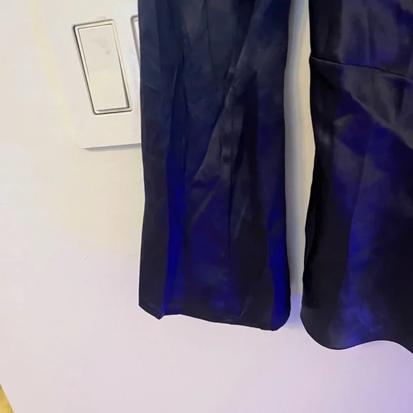 Christian Dior Blue Satin Evening blouse with Pleated Collar Sz XS - Picture 9 of 10